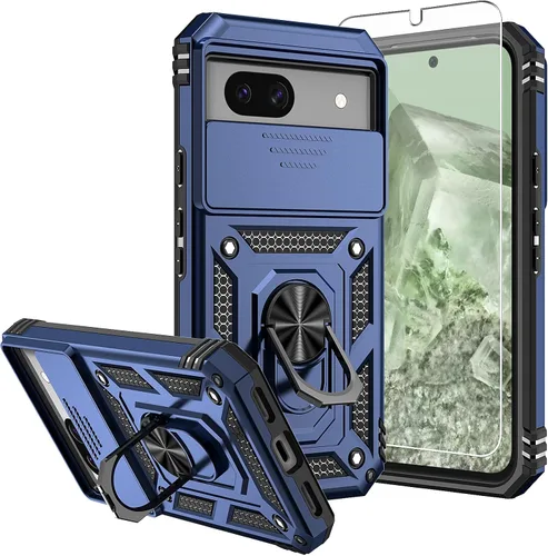 Vista 16 de Funda para Pixel 7a, con protectores de pantalla y funda para cámara, [grado militar] de 16 pies. Funda protectora probada contra caídas con soporte