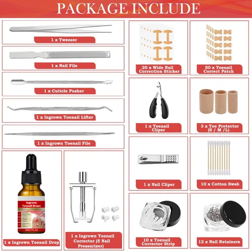 Vista 2 de Kit de eliminación de uñas encarnadas, tratamiento profesional de uñas encarnadas, kit de herramientas de uñas encarnadas con gotas correctoras