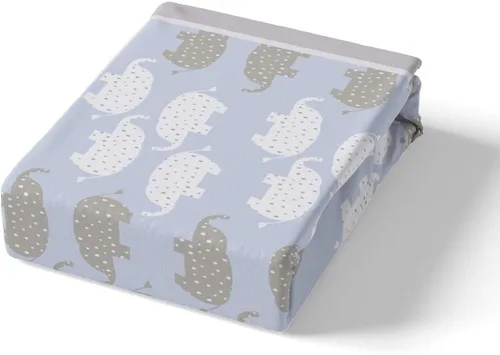 Vista 5 de Castle Fairy Kawaii - Sábana bajera ajustable tamaño individual, diseño de elefante blanco y gris, suave y lujoso, juego de sábanas de dibujos