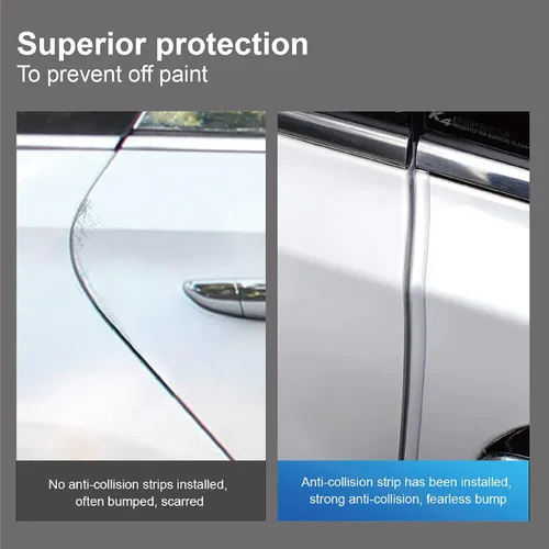 Vista 4 de Protectores de borde de puerta de automóvil, 16 pies, cromado transparente, universal, en forma de U, protección de borde de puerta sellada
