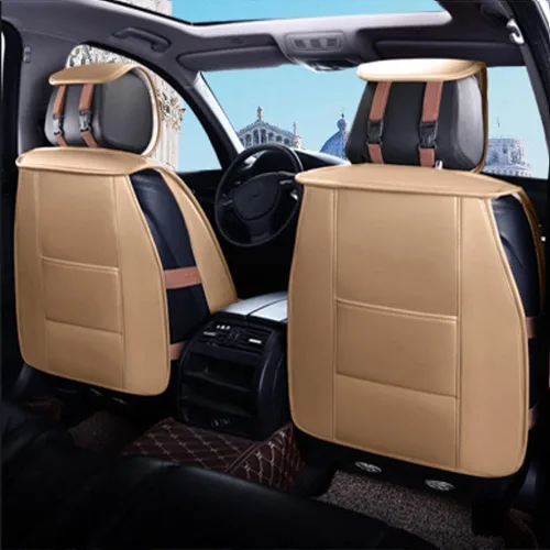 Vista 3 de Fundas de asiento de automóvil de piel sintética compatibles con A1, transpirables e impermeables, juego completo de 5 asientos delanteros