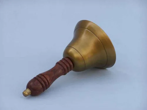 Vista 2 de Hampton Nautical Bl-2016-AN Campana de mano de decoración náutica, 7 pulgadas, latón antiguo