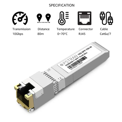 Vista 21 de Módulo transceptor de cobre 10GBASE-T SFP+ RJ45 compatible con Arista SFP-10GE-T 10G SFP+ 98.4 ft Cat6a/7 Para Arista