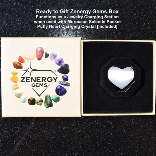 Vista 4 de Zenergy Gems Collares de piedras preciosas naturales cargadas de selenita + cargador de corazón hinchado de selenita incluido