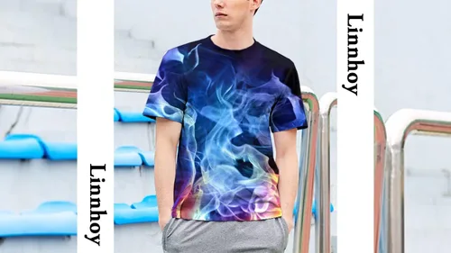 Vista 3 de Linnhoy - Camisas informales de manga corta unisex con estampado 3D