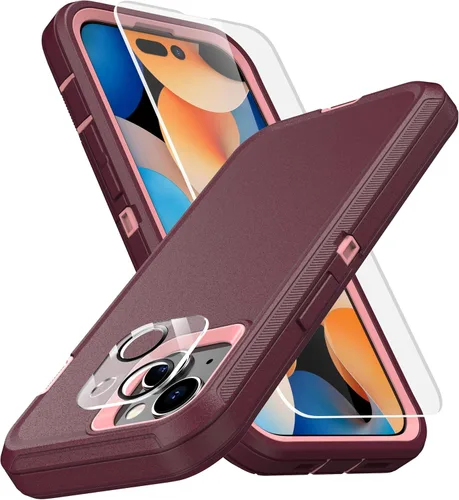 Vista 24 de MXX Funda de Alta Resistencia para iPhone 15 con Pantalla de Vidrio Templado, Protector de Lente de Cámara de 3 Capas, Protección Completa