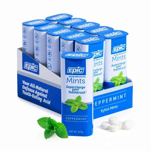 Vista 22 de Epic Mentas de Xilitol 100% - Sin Aspartamo, Sin Azúcar - Mentas con Sabor a Canela, 55 Piezas (Paquete de 5) 100% xilitol; sin OGM; vegano; apoya