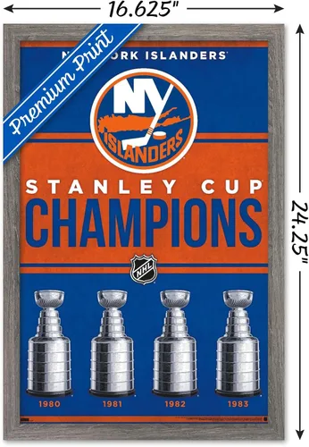 Vista 3 de Trends International NHL New York Islanders - Póster de pared Champions 23, 22.4 pulgadas de largo x 14.7 pulgadas, versión enmarcada en madera