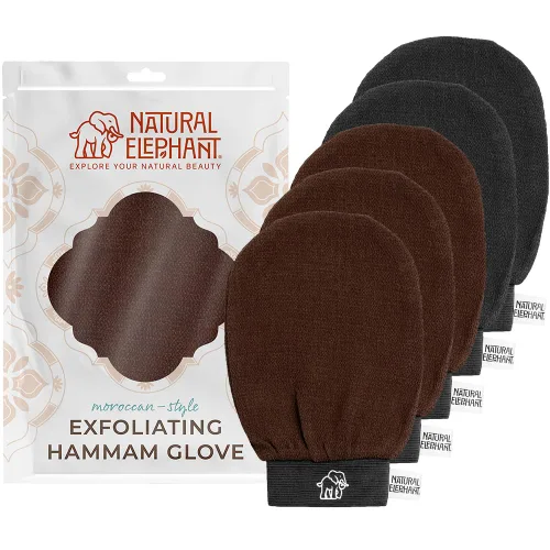 Vista 9 de Natural Elephant Guantes exfoliantes para hammam, guantes exfoliantes faciales y corporales, paquetes de 5 y 10