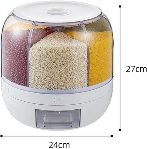 Vista 2 de YOUGE Dispensador giratorio de alimentos con 6 rejillas para almacenar alimentos secos