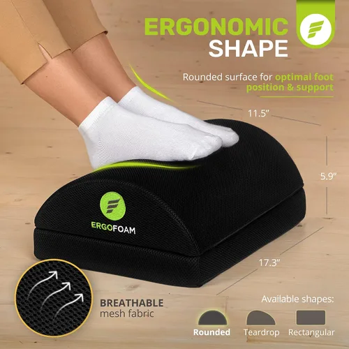 Vista 7 de ErgoFoam Reposapiés para debajo del escritorio de trabajo - Aprobado por quiroprácticos 2en1 ajustable Premium Reposapiés debajo del escritorio