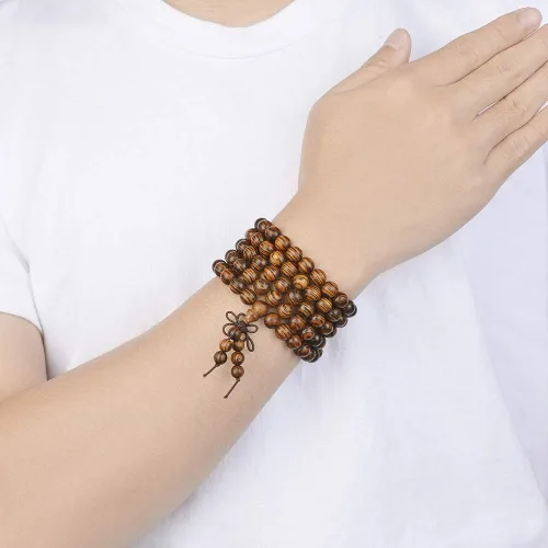 Vista 35 de Mala Beads Pulsera 108 0.315 in Meditación Sándalo Elástico..