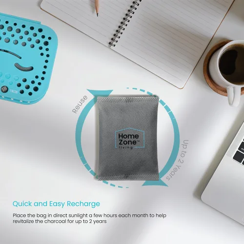 Vista 4 de Home Zone Living CleanAura - Kit de filtro desodorizante con bolsa de filtro de carbón y adhesivo magnético, ayuda a eliminar el olor en casa