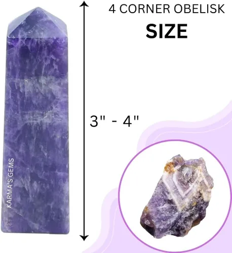 Vista 3 de Amatista, 3-4 pulgadas, 4 facetas, torres de cristal, curación natural, obelisco, curación de reiki, rejilla de cristal, punto único, chakra reiki