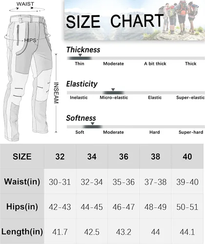 Vista 7 de Kuseeker Pantalones de senderismo elásticos para hombre de secado rápido ligeros impermeables para viajes escalada pesca pantalones
