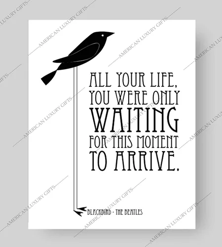 Vista 6 de AMERICAN LUXURY GIFTS Blackbird Song Lyric - Póster clásico clásico de rock para el hogar, dormitorio, estudio o cueva de hombre, impresión