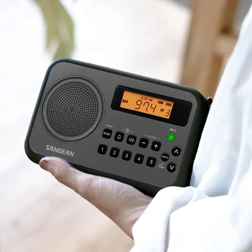 Vista 8 de Sangean PR-D18BK Radio digital portátil AM/FM/con parachoques protector (gris/negro) negro/gris