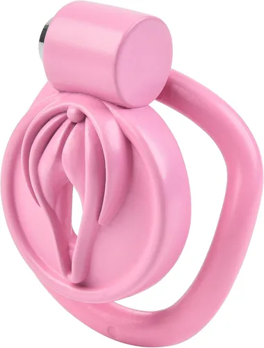Vista 7 de Jaula de Castidad Sissy con Candado 4 Anillos Vagina Pene Jaula Sissy Juguetes Sexuales Jaula de Polla de Resina Transpirable para Hombres Sissy