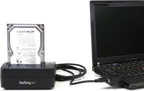 Vista 3 de StarTech.com Estación de acoplamiento de disco duro USB 3.0 a SATA de una sola bahía, base para disco duro USB 3.0 (5 Gbps), estación