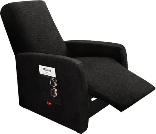 Vista 32 de 3 fundas elásticas para sillas reclinables, fundas de tela de felpa y protectores duraderos de muebles para niños y mascotas (1 plaza, negro)