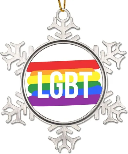 Vista 11 de Regalos de recuerdo de Navidad gay, copo de nieve de metal, decoración para árbol de Navidad, dinosaurio LGBTQ, adornos para árbol de Navidad