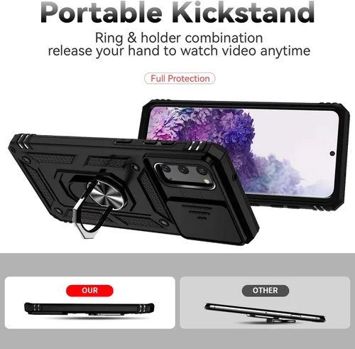Vista 7 de Funda para Samsung Galaxy S20 con cubierta para lente de cámara, protector de pantalla HD, doble capa de grado militar, probada contra caídas