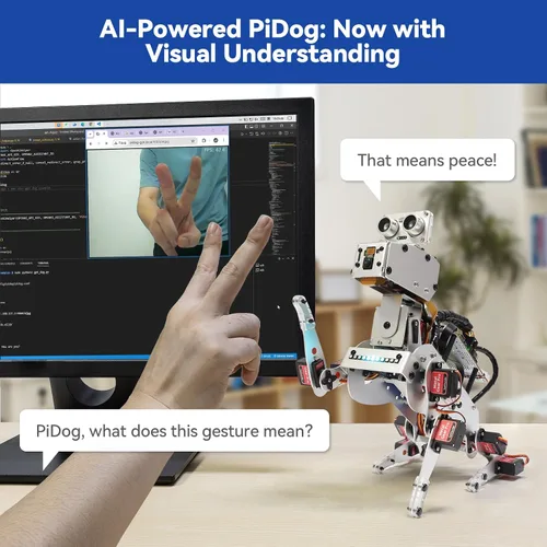 Vista 8 de SunFounder Kit de robot AI con Raspberry Pi Zero 2 W+tarjeta TF 32G, ChatGPT-4o habilitado con comando de voz y reconocimiento de video, control