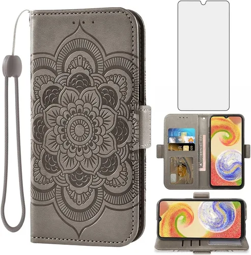 Vista 8 de Asuwish Funda de teléfono para Samsung Galaxy A04e con protector de pantalla de vidrio templado y soporte de cuero para tarjetas de crédito