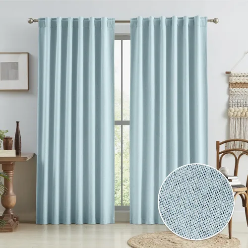 Vista 34 de KEQIAOSUOCAI - Cortinas opacas naturales de 108 pulgadas de largo, cortinas modernas con pestaña trasera, paneles plisados para sistema de cortina