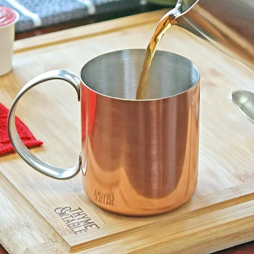 Vista 6 de Southern Homewares Taza Moscow Mule de cobre con forro de acero inoxidable – Juego de tazas de cobre martillado de 16 oz para cócteles – Tazas