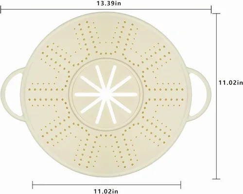 Vista 2 de Pantalla de silicona para sartenes, cubierta protectora contra salpicaduras de aceite con agujeros de filtro y alfombrilla resistente al calor, se