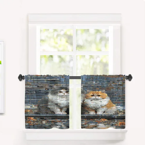 Vista 79 de Maritime Ocean Blackout Tier Curtains, Anchors Nautical Art Half Window Drapes for Kitchen with Rod Pocket,Room Darkening 2 Pack 26X24 Inches