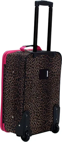 Vista 3 de Rockland Jungle Softside Juego de maletas verticales, Pink Leopard), F125-PINKLEOPARD
