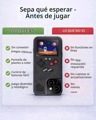 Vista 5 de Funda para teléfono de juegos, 168 videojuegos pequeños integrados, color negro, compatible con iPhone 12 Mini