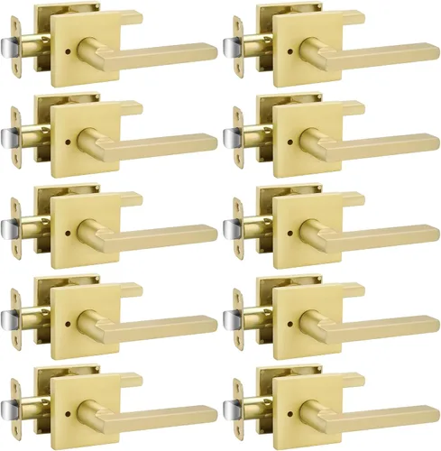 Vista 37 de Goldenwarm Manijas de puerta de oro cepillado para interiores, manijas