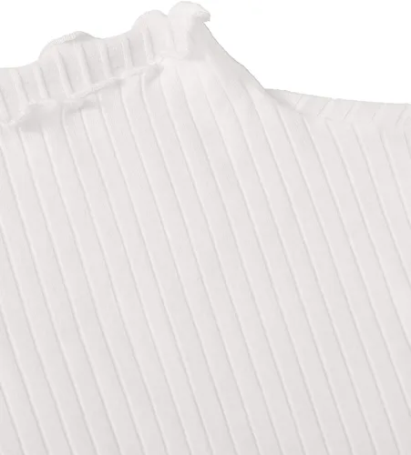 Vista 4 de SweatyRocks Camiseta casual de manga larga con cuello alto para mujer, ajustada, elástica, de punto a rayas