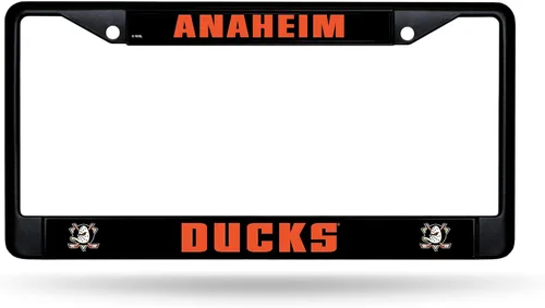 Vista 16 de Rico Industries NHL Hockey Anaheim Ducks - Marco cromado negro con insertos de plástico, 12 x 6 pulgadas, accesorio para automóvil o camión
