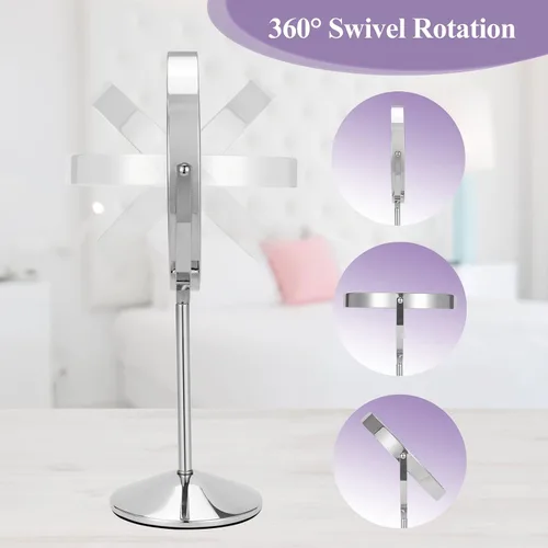 Vista 6 de 8" Makeup Mirror with Lights, 1X/10X Lighted Vanity Mirror with Magnification, 3 Color Adjustable Brightness, 360° Rotating Dual-Side, USB