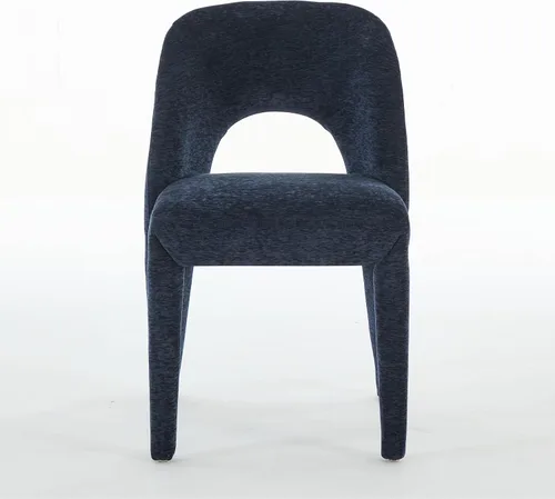 Vista 6 de Set of 2 Dining Chairs with Hollowed-Out Backrest, Chenille Upholstered Desk Chair and Table & Chair Sets for Kitchen and Dining Room,Blue