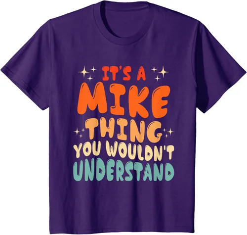 Vista 26 de Camiseta retro de los años 80 con texto en inglés "It's A Mike Thing You Wouldn't Understand", Negro
