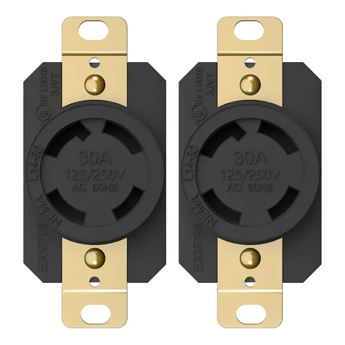 Vista 16 de ENERLITES NEMA L14-30R - Conector de bloqueo para generador, enchufe hembra de bloqueo giratorio, 30 amperios, 125/250 voltios, 3 polos, conexión a