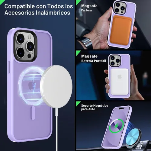 Vista 2 de MOCCA - Funda magnética a prueba de golpes para iPhone 14 Pro Max, color púrpura claro (A-Light Purple)