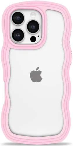 Vista 26 de Anuck Funda para iPhone 13 Pro con borde ondulado, diseño trasero transparente, agarre antideslizante, forma de marco rizado ondulado, a prueba