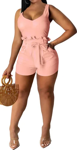 Vista 3 de Enterizo casual con tirantes para mujer, sexy, ajustable, sin mangas, recto, cintura alta, liso