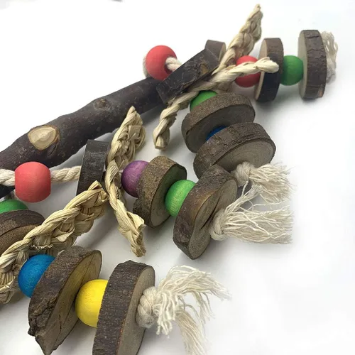 Vista 6 de Bloques de pájaros nudos que rasgan el juguete, multicolor madera natural