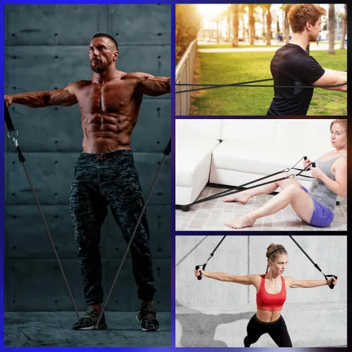 Vista 6 de VEICK Bandas de resistencia, una sola banda de ejercicio, bandas de entrenamiento de resistencia para entrenamientos en casa, fitness, pilates