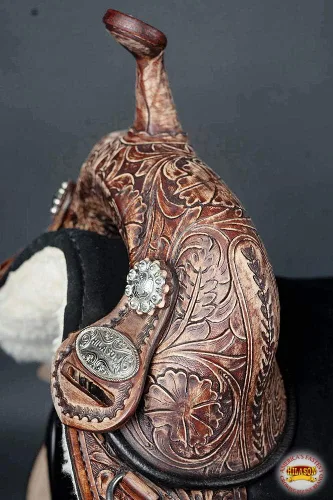 Vista 4 de HILASON Western Horse Treeless Trail Barrel Saddle American Leather Tan Horse Saddle Western Saddle Treeless Saddle Saddle for Horses