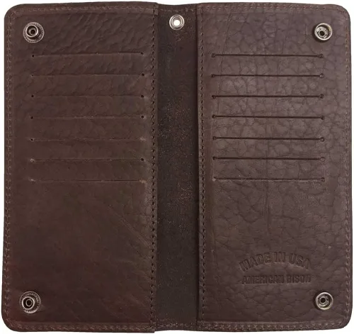 Vista 2 de Harley-Davidson de los hombres American Bison B & S Biker Bi-Fold Tall cartera us1876l-brown