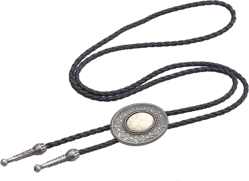 Vista 175 de Jeilwiy Corbata de bolo para hombre, corbata de vaquero occidental, collar de corbata de bolo dorado, corbata de cuero, corbata de Halloween