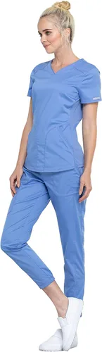Vista 4 de Cherokee Ropa quirúrgica superior para mujer, con cuello en V, WW601